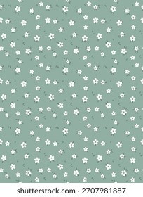 Seamless vintage pattern. White flowers and leaves. with background. vector texture. fashionable print for textiles, wallpaper and packaging.