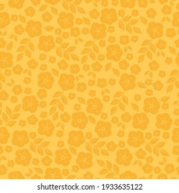 Seamless vintage pattern. Yellow background ,orange flowers. vector texture. trend print for textiles and wallpaper.