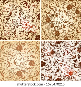 seamless vintage petals vintage light floral pattern beige