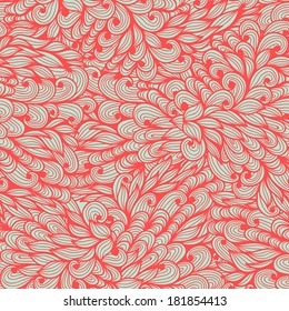 Seamless vintage pink and blue doodle floral pattern