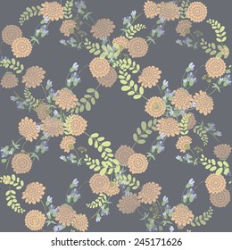 Seamless vintage  pink flower pattern on violet background