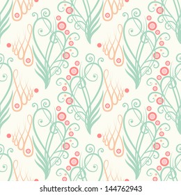 Seamless vintage pink and green floral ornament