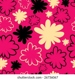 Seamless vintage pink pattern with flowers