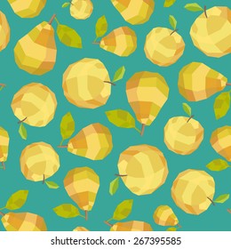 Seamless vintage polygon apple grape pattern