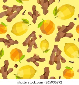 Seamless vintage polygon ginger lemon orange pattern