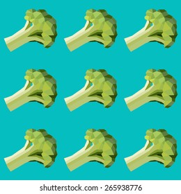 Seamless vintage polygon pop-art broccoli pattern