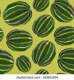Seamless vintage polygon watermelon pattern