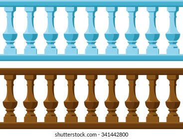 seamless vintage railing made of wood and stone or gypsum