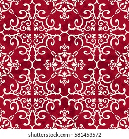Seamless Vintage Red Chinese Background Curve Spiral Cross Chain