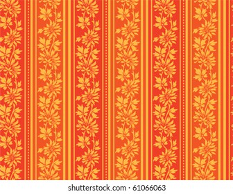 Seamless vintage red and gold floral wallpaper