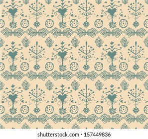 Seamless vintage retro abstract hand-drawn floral pattern. You can use it for wallpaper, pattern fills, web page background,surface textures.
