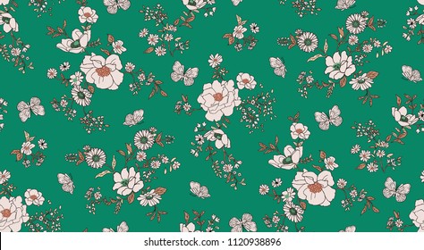 Seamless Vintage Romantic Floral Pattern in Vector