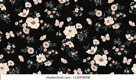 Seamless Vintage Romantic Floral Pattern in Vector