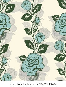 seamless vintage rose pattern on yellow background