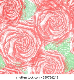 Seamless vintage Rose Pattern, vector, EPS10. 