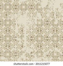 Seamless vintage rug with an effect of attrition. Damask carpet. Hand drawn seamless abstract pattern with eastern motifs. vector illustration