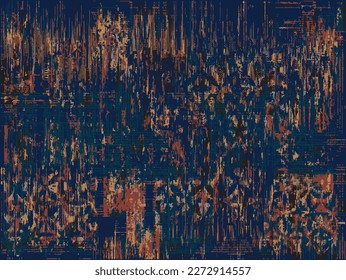 Seamless vintage rug with an effect of attrition. Damask carpet. Hand drawn seamless abstract pattern with eastern motifs. vector illustration