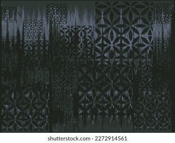 Seamless vintage rug with an effect of attrition. Damask carpet. Hand drawn seamless abstract pattern with eastern motifs. vector illustration