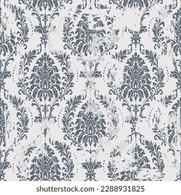 Seamless vintage rug with an effect of attrition. Damask carpet. Hand drawn seamless abstract pattern with eastern motifs. vector illustration