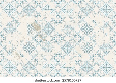 Seamless vintage rug with an effect of attrition. Damask carpet. Hand drawn seamless abstract pattern with eastern motifs. vector illustration
