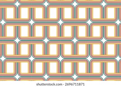 Vintage quadrado Loop Design sem emenda em laranja, vermelho, verde e azul