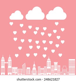 Seamless vintage style clouds love rain illustration background pattern in vector