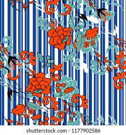 Seamless vintage style flower pattern.