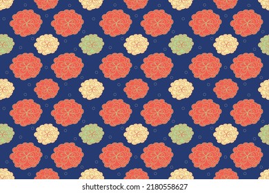 Seamless vintage style pattern with simple decorative flowers with leaves. Retro endless silhouette rose design. Great for fabric, textile. Vector illustration