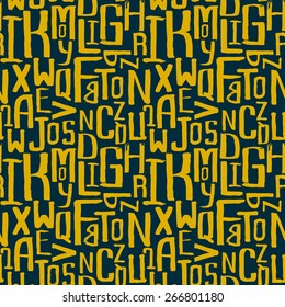 Seamless vintage style pattern, uneven grunge letters of random size