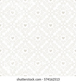 Seamless vintage style wallpaper with hearts. Pattern with grunge texture. EPS10 vector illustration.