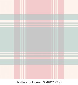 Seamless vintage tartan pattern with muted pink and green stripes on a cream background. Ideal for textile design, holiday wrapping paper, retro stationery, and digital prints.