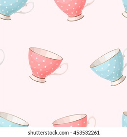 Seamless vintage teacups