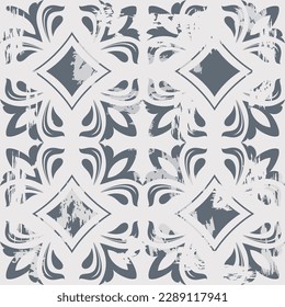 Baldosa vintage sin foco con efecto de desgaste. Alfombra de Damasco. Patrón abstracto sin fisuras dibujado a mano con motivos orientales. ilustración vectorial