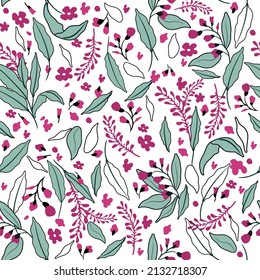 Seamless vintage tiny floral pattern background.