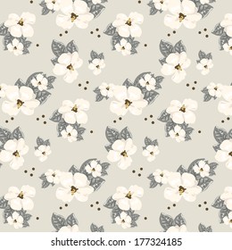 Seamless vintage tropical flower pattern vector