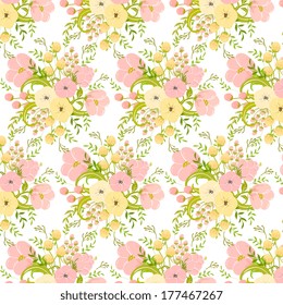 Seamless vintage tropical flower pattern vector