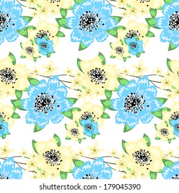 Seamless vintage tropical flower pattern vector