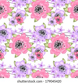 Seamless vintage tropical flower pattern vector