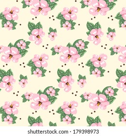 Seamless vintage tropical flower pattern vector