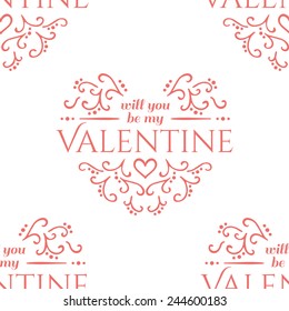Seamless with vintage Valentines Day pattern. Vector illustration