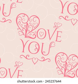 Seamless with vintage Valentines Day pattern. Vector illustration
