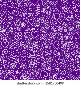 seamless vintage vector pattern background image hearts and flowers 