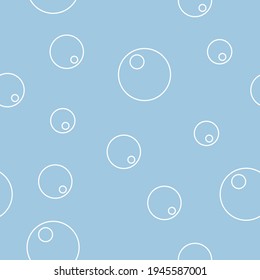 Seamless vintage vector pattern with white bubbles on light blue background. Abstract motif. Can be used for stickers,fabric,cloth pattern,textile,wallpaper,covers and cool modern decor.