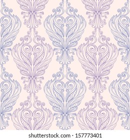 Seamless vintage wallpaper with painted flowers