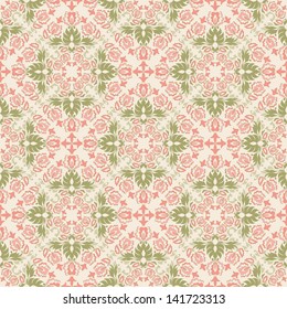 Seamless vintage wallpaper pattern. Abstract floral ornament. Vector illustration.