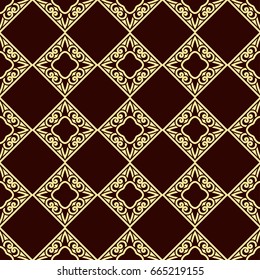Seamless vintage wallpaper pattern. Ornamental decorative background. Vector template can be used for design of wallpaper, fabric, oilcloth, textile, wrapping paper and other design