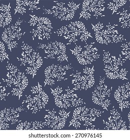 Seamless Vintage Watercolor Branch Pattern. Fabric Design.