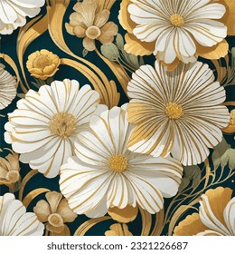 Seamless vintage-inspired flower pattern in vector design. Rustic floral serenade