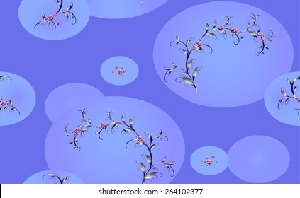 Seamless violet background with branches of flowers. EPS10 vector illustration.