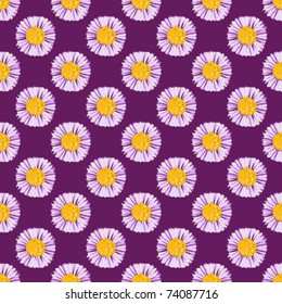 Seamless violet background with lilac daisies